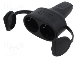 ORNO Tomacorriente de alimentación AC Schuko 2x salida, negro