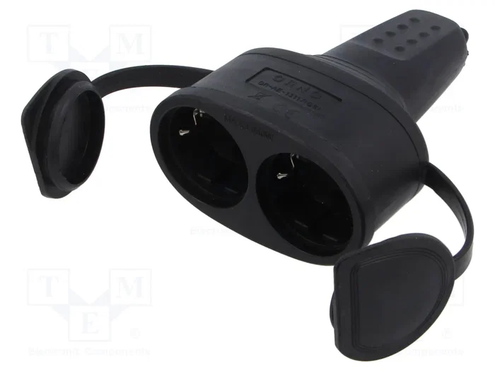 ORNO Tomacorriente de alimentación AC Schuko 2x salida, negro ORNO Tomacorriente de alimentación AC Schuko 2x salida, negro