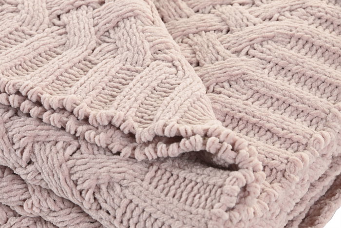 DKD Home Decor Manta de Punto para Sofá Rosa Palo 130x170x170 cm