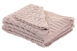 DKD Home Decor Manta de Punto para Sofá Rosa Palo 130x170x170 cm