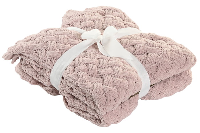 DKD Home Decor Manta de Punto para Sofá Rosa Palo 130x170x170 cm