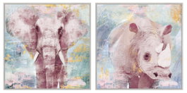 DKD Home Decor Cuadro Elefante Surtido de 2 Piezas
