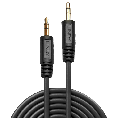 LINDY Cable de audio 35640 de 3,5 mm macho a 3,5 mm macho, 0,25 m, Negro