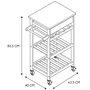 Home Deco Factory Mesa Camarera con Ruedas Blanca Essentiel - Carrito de Almacenamiento para Cocina con Cajón y Baldas, 135L, 85.5 cm