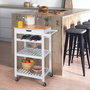 Home Deco Factory Mesa Camarera con Ruedas Blanca Essentiel - Carrito de Almacenamiento para Cocina con Cajón y Baldas, 135L, 85.5 cm