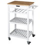 Home Deco Factory Mesa Camarera con Ruedas Blanca Essentiel - Carrito de Almacenamiento para Cocina con Cajón y Baldas, 135L, 85.5 cm