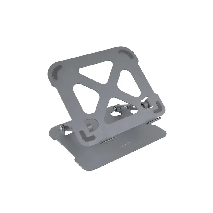 TooQ TQLRS0012-AL-G Soporte Elevador para Portatil y Tableta Ajustable en Altura e Inclinacion Plegable Aluminio Ergonómico Compatible 11 a 17.3 Pulgadas Gris