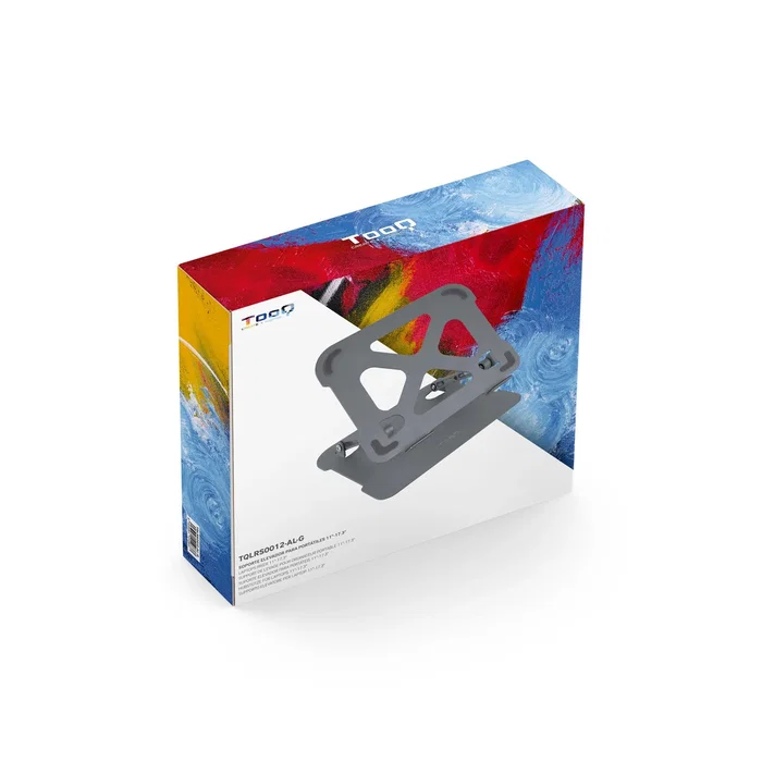 TooQ TQLRS0012-AL-G Soporte Elevador para Portatil y Tableta Ajustable en Altura e Inclinacion Plegable Aluminio Ergonómico Compatible 11 a 17.3 Pulgadas Gris