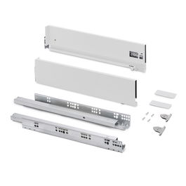 Emuca Cajón exterior Vertex con regulación 3D de altura 131mm, 60kg, profundidad 500mm, Acero, Pintado blanco