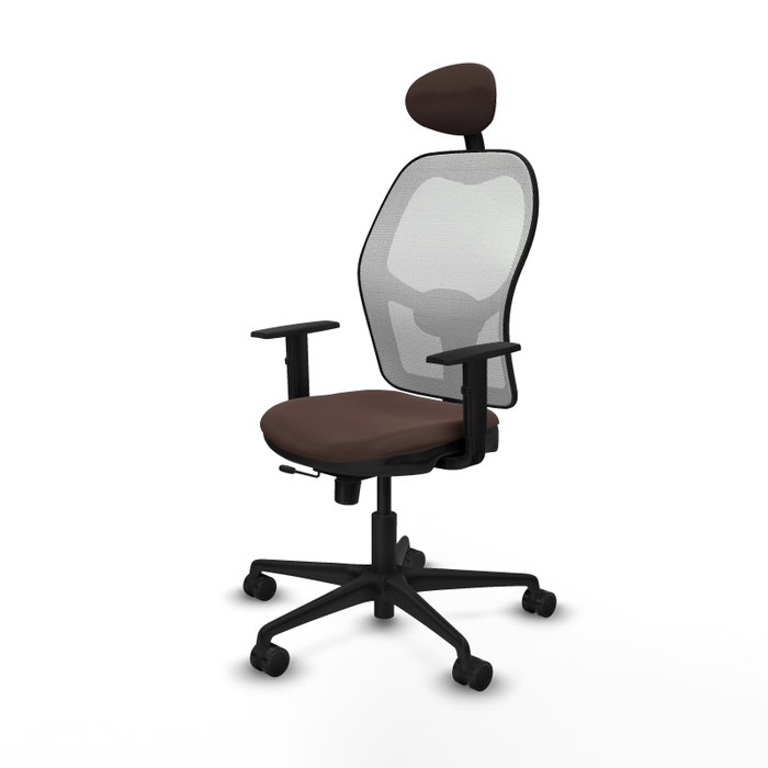 PIQUERAS Y CRESPO Silla de oficina Jorquera con mecanismo Sincro/Traslack Marrón oscuro y Blanco PIQUERAS Y CRESPO Silla de oficina Jorquera con mecanismo Sincro/Traslack Marrón oscuro y Blanco