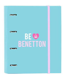 Carpeta de anillas Benetton Unique Rosa Turquesa 27 x 32 x 3.5 cm