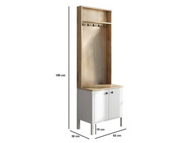 Hanah Home FRN-20077 Soporte de Pasillo, 63x190x38 cm, Madera y Blanco, Tablero Melamina 18mm