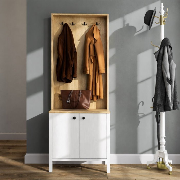 Hanah Home FRN-20077 Soporte de Pasillo, 63x190x38 cm, Madera y Blanco, Tablero Melamina 18mm Hanah Home FRN-20077 Soporte de Pasillo, 63x190x38 cm, Madera y Blanco, Tablero Melamina 18mm
