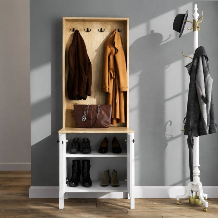 Hanah Home FRN-20077 Soporte de Pasillo, 63x190x38 cm, Madera y Blanco, Tablero Melamina 18mm Hanah Home FRN-20077 Soporte de Pasillo, 63x190x38 cm, Madera y Blanco, Tablero Melamina 18mm