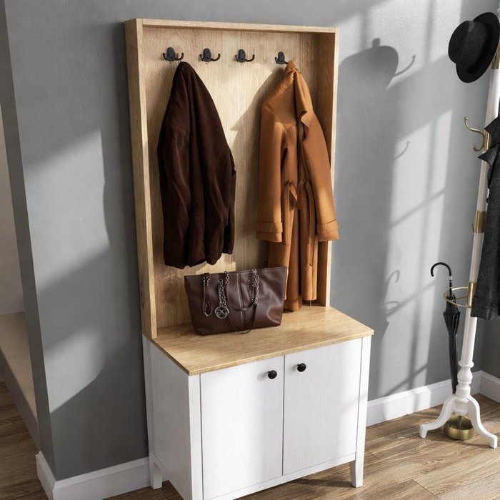Hanah Home FRN-20077 Soporte de Pasillo, 63x190x38 cm, Madera y Blanco, Tablero Melamina 18mm Hanah Home FRN-20077 Soporte de Pasillo, 63x190x38 cm, Madera y Blanco, Tablero Melamina 18mm