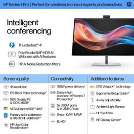 HP Series 7 Pro 27 pulg. Monitor de conferencias 4K 727pm - Plata