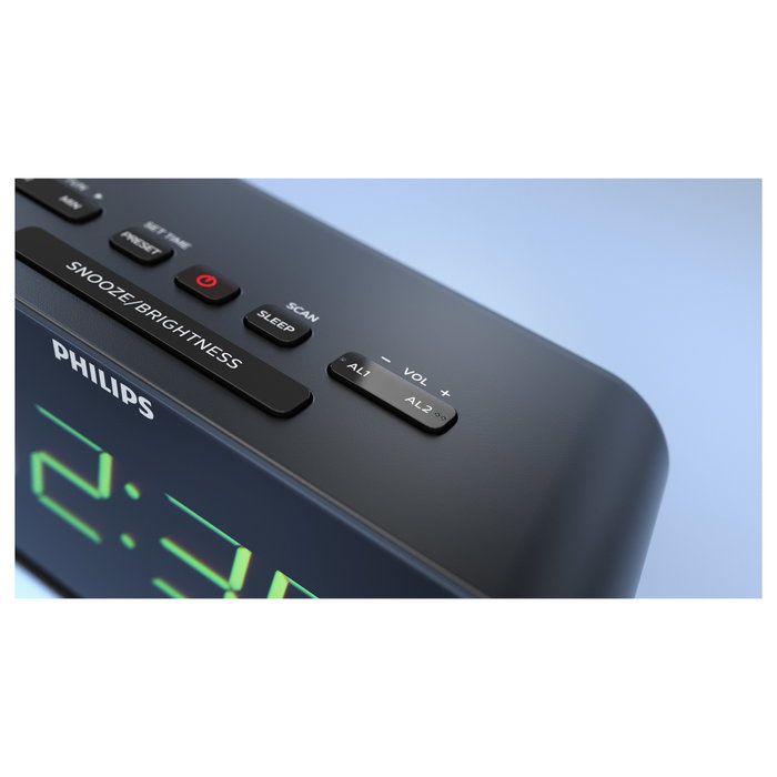 Philips TAR3306/12 Radiodespertador con Radio FM y Pantalla LED Negro