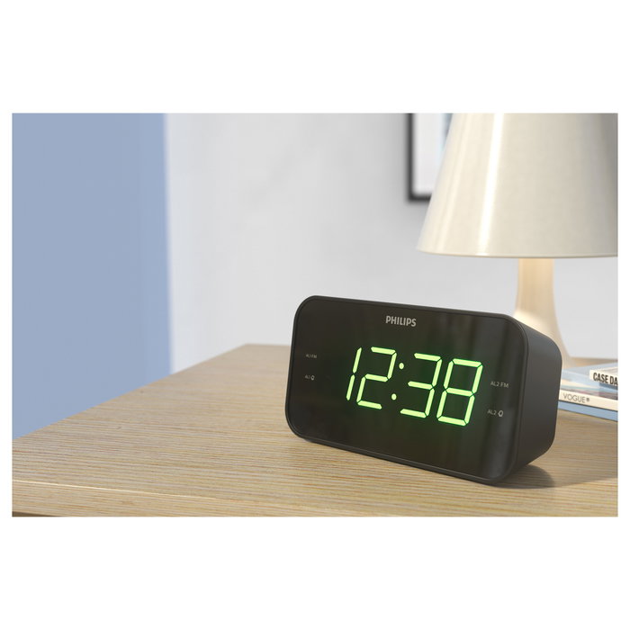 Philips TAR3306/12 Radiodespertador con Radio FM y Pantalla LED Negro