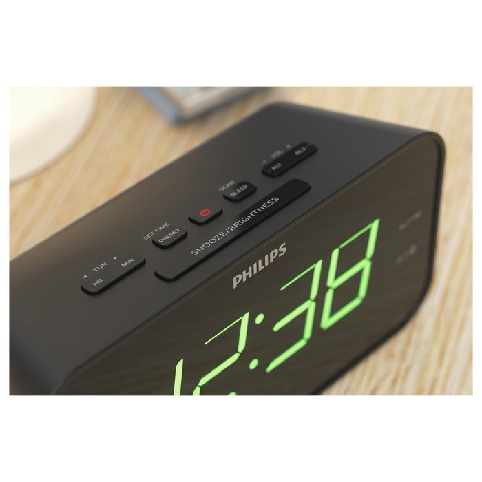 Philips TAR3306/12 Radiodespertador con Radio FM y Pantalla LED Negro
