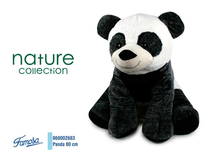 FAMOSA SOFTIES Osito Panda Gigante de Peluche Nature Colección 80 Cm, Animal Suave con Relleno de Fibra Reciclada, Juguete para Todas las Edades