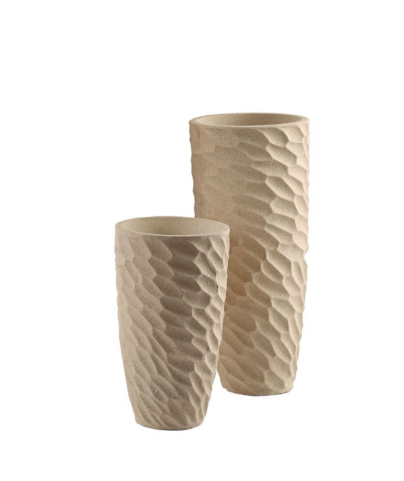 DKD Home Decor Macetero de Fibra de Vidrio Beige 36.5 x 36.5 x 61 cm