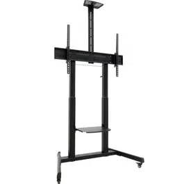 TooQ Soporte de Suelo para TV FS20406HM-B, Inclinable con Ruedas, 60-100" hasta 120kg, Negro