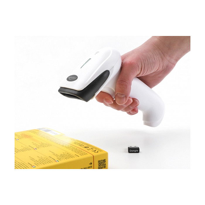 DeLOCK Lector de Códigos de Barras 1D y 2D, Conexión Inalámbrica 2,4 GHz, Bluetooth y USB, Color Blanco
