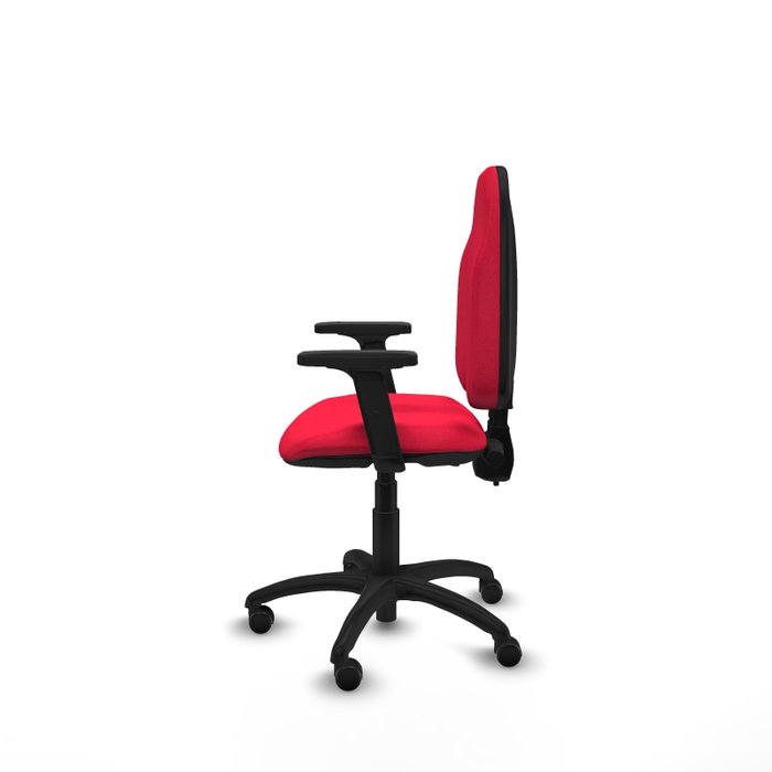PIQUERAS Y CRESPO Silla de oficina Algarra con mecanismo de doble maneta y tela roja PIQUERAS Y CRESPO Silla de oficina Algarra con mecanismo de doble maneta y tela roja