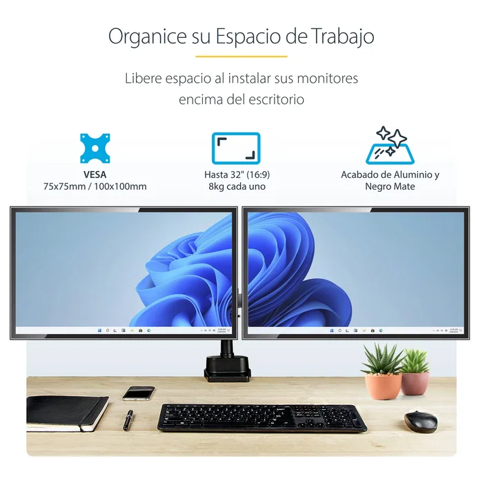 StarTech.com Soporte para Dos Monitores ARMDUALPIVOT hasta 32 pulgadas
