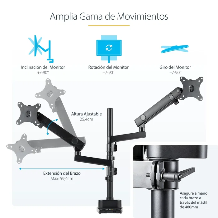 StarTech.com Soporte para Dos Monitores ARMDUALPIVOT hasta 32 pulgadas