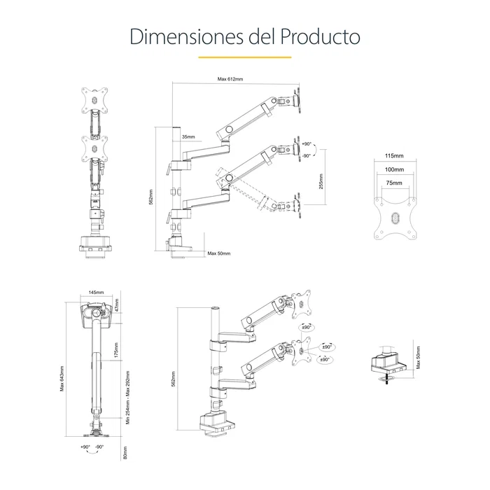 StarTech.com Soporte para Dos Monitores ARMDUALPIVOT hasta 32 pulgadas