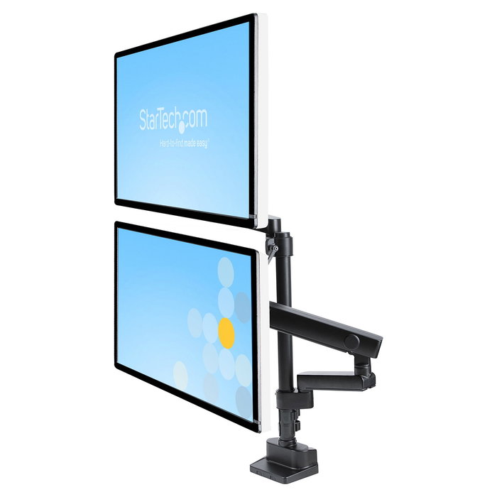 StarTech.com Brazo de Soporte para 2 Monitores VESA hasta 32 Pulgadas - Soporte de Montaje en Escritorio con Abrazadera, Ajuste de Altura e Inclinación, Hasta 8 kg por Pantalla