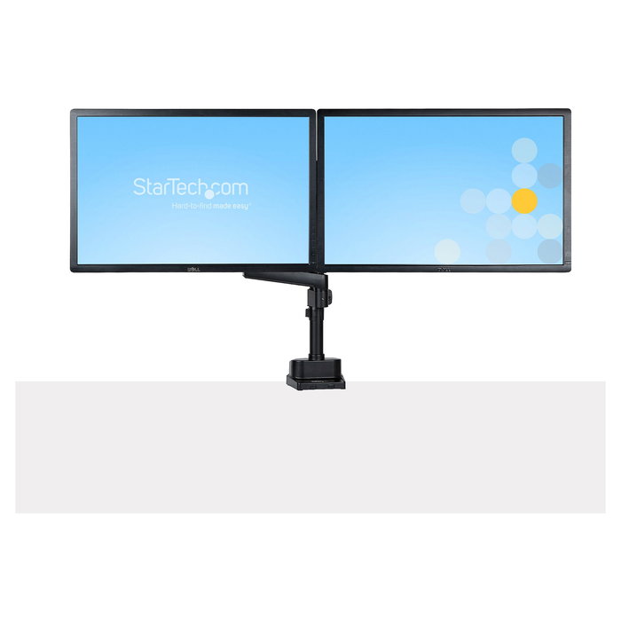 StarTech.com Brazo de Soporte para 2 Monitores VESA hasta 32 Pulgadas - Soporte de Montaje en Escritorio con Abrazadera, Ajuste de Altura e Inclinación, Hasta 8 kg por Pantalla