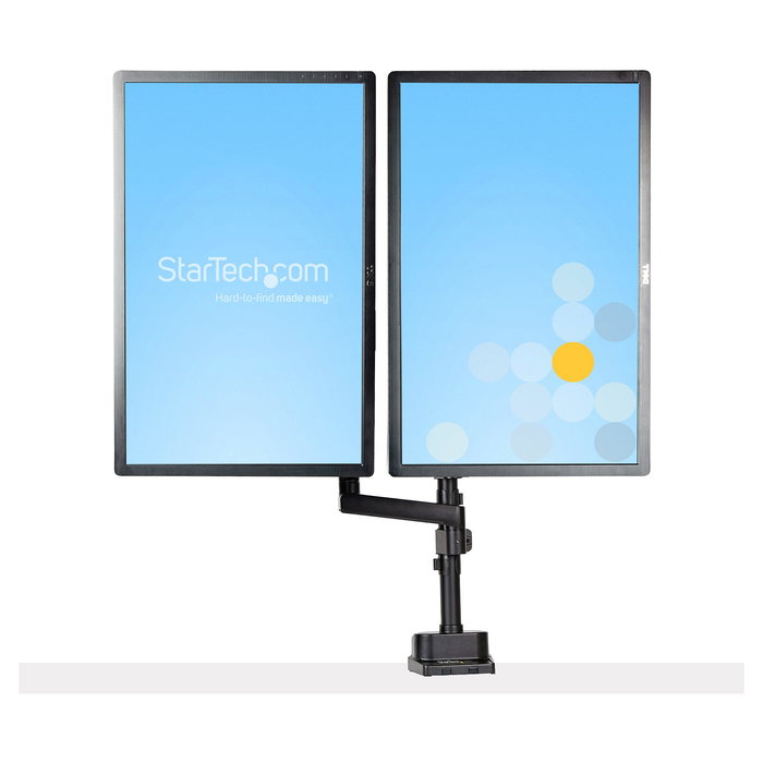 StarTech.com Brazo de Soporte para 2 Monitores VESA hasta 32 Pulgadas - Soporte de Montaje en Escritorio con Abrazadera, Ajuste de Altura e Inclinación, Hasta 8 kg por Pantalla
