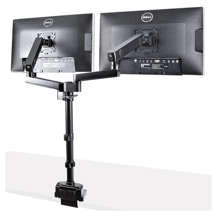 StarTech.com Brazo de Soporte para 2 Monitores VESA hasta 32 Pulgadas - Soporte de Montaje en Escritorio con Abrazadera, Ajuste de Altura e Inclinación, Hasta 8 kg por Pantalla