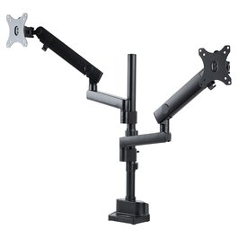 StarTech.com Brazo de Soporte para 2 Monitores VESA hasta 32 Pulgadas - Soporte de Montaje en Escritorio con Abrazadera, Ajuste de Altura e Inclinación, Hasta 8 kg por Pantalla