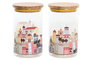 DKD Home Decor Bote de Borosilicato 1L Casitas Surtido de 2