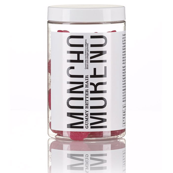 Moncho Moreno GUMMY BETTER hair Tratamiento Anticaída Gominolas para el Crecimiento Capilar con Vitaminas, Colágeno y Zinc Sabor Frambuesa 270 gr