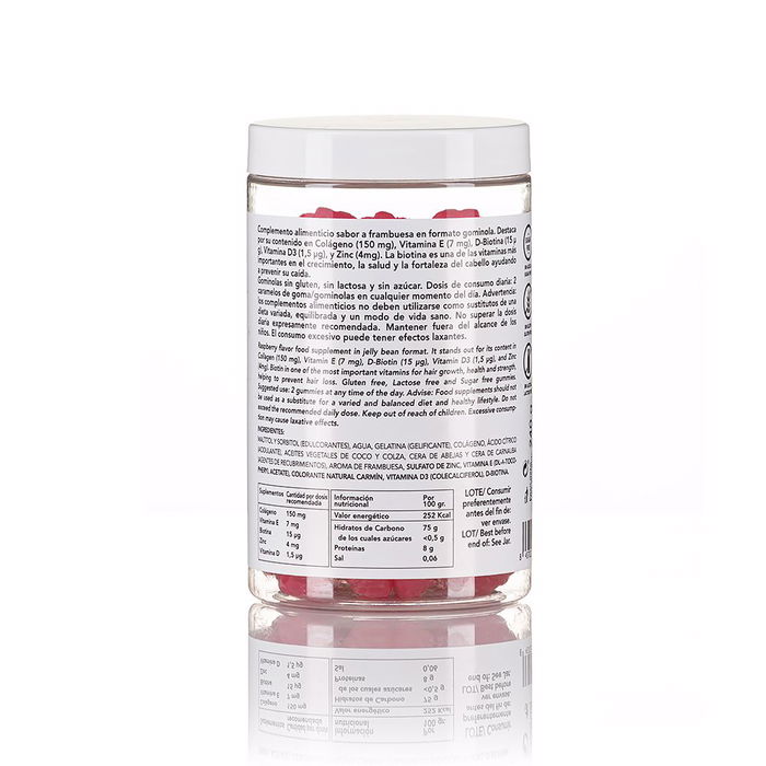 Moncho Moreno GUMMY BETTER hair Tratamiento Anticaída Gominolas para el Crecimiento Capilar con Vitaminas, Colágeno y Zinc Sabor Frambuesa 270 gr