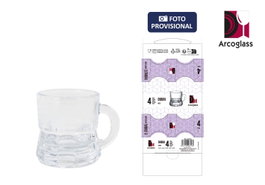 Arcoglass Set de 4 Vasos Chupito 30cc con Asa Dubai Ag