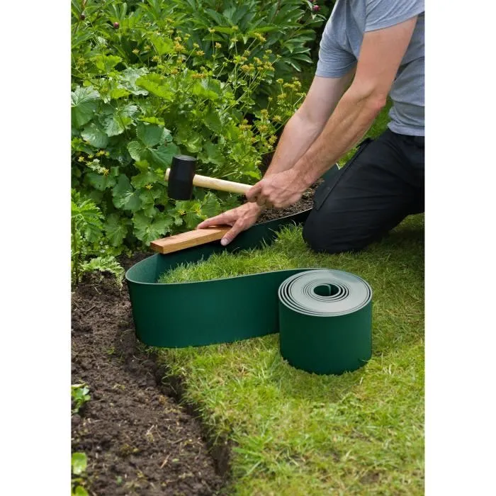 Nature Borde de Jardín H 15 cm x 10 m - Grosor 3 mm - Polipropileno Reciclado - Verde Nature Borde de Jardín H 15 cm x 10 m - Grosor 3 mm - Polipropileno Reciclado - Verde