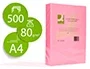 Q-connect Papel Color DIN A4 80gr Rosa Neón Paquete de 500 Hojas