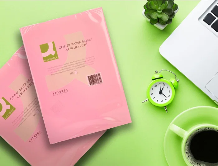Q-connect Papel Color DIN A4 80gr Rosa Neón Paquete de 500 Hojas