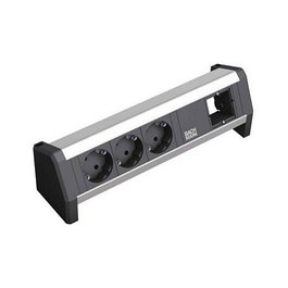 Bachmann DESK 1 Regleta 3x Schuko 1x GST18 Negro/Plata