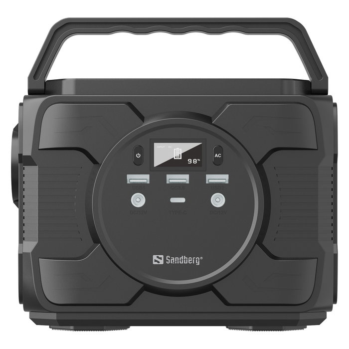 Sandberg 420-83 Power Station AC200 172.8Wh/48000mAh 200W - Batería Portátil 230V, 1x CA, 3x USB-A, 1x USB-C 100W, Carga Rápida, Pantalla, Negra