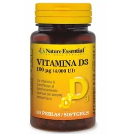 NATURE ESSENTIAL Vitamina D3 100Mcg 60 Perlas - Suplemento Alimenticio, Contribuye al Sistema Inmune