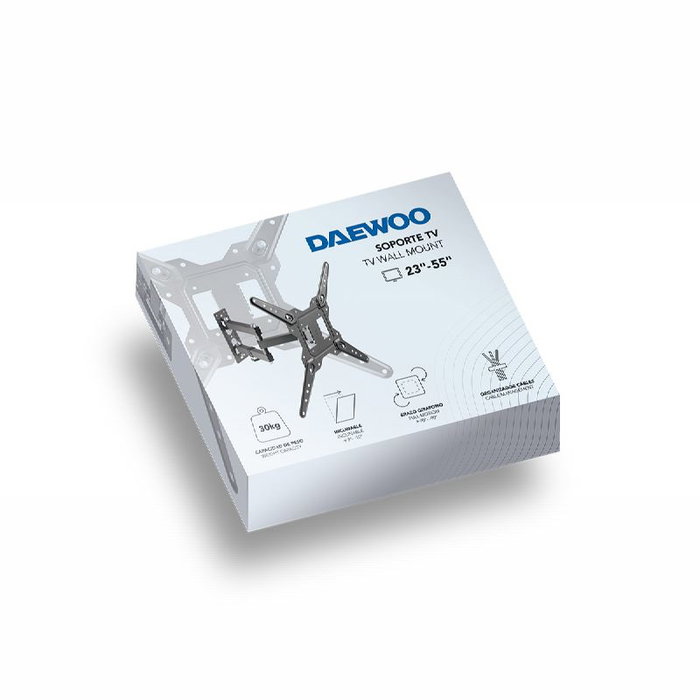Daewoo Soporte TV Doble Brazo para 23-55 Pulgadas, 30 kg, Inclinación +3-10°, Giro 90°, Perfil 60-382 mm