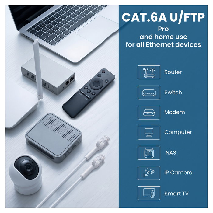 Extralink Patchcord LAN Cat.6A U/FTP 3m Blanco