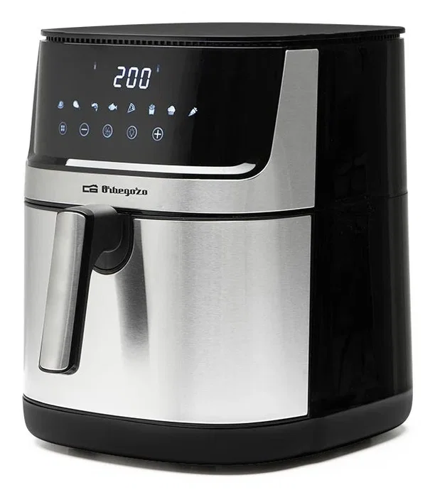 Orbegozo FDR 8010 Freidora de Aire Sin Aceite 8 Litros 2000W con 8 Programas, Pantalla LED Táctil, Acero Inoxidable y Cubeta Desmontable