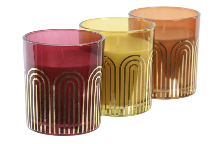 DKD Home Decor Surtido de 3 Velas de Cera de Parafina con Diseño de Arcos